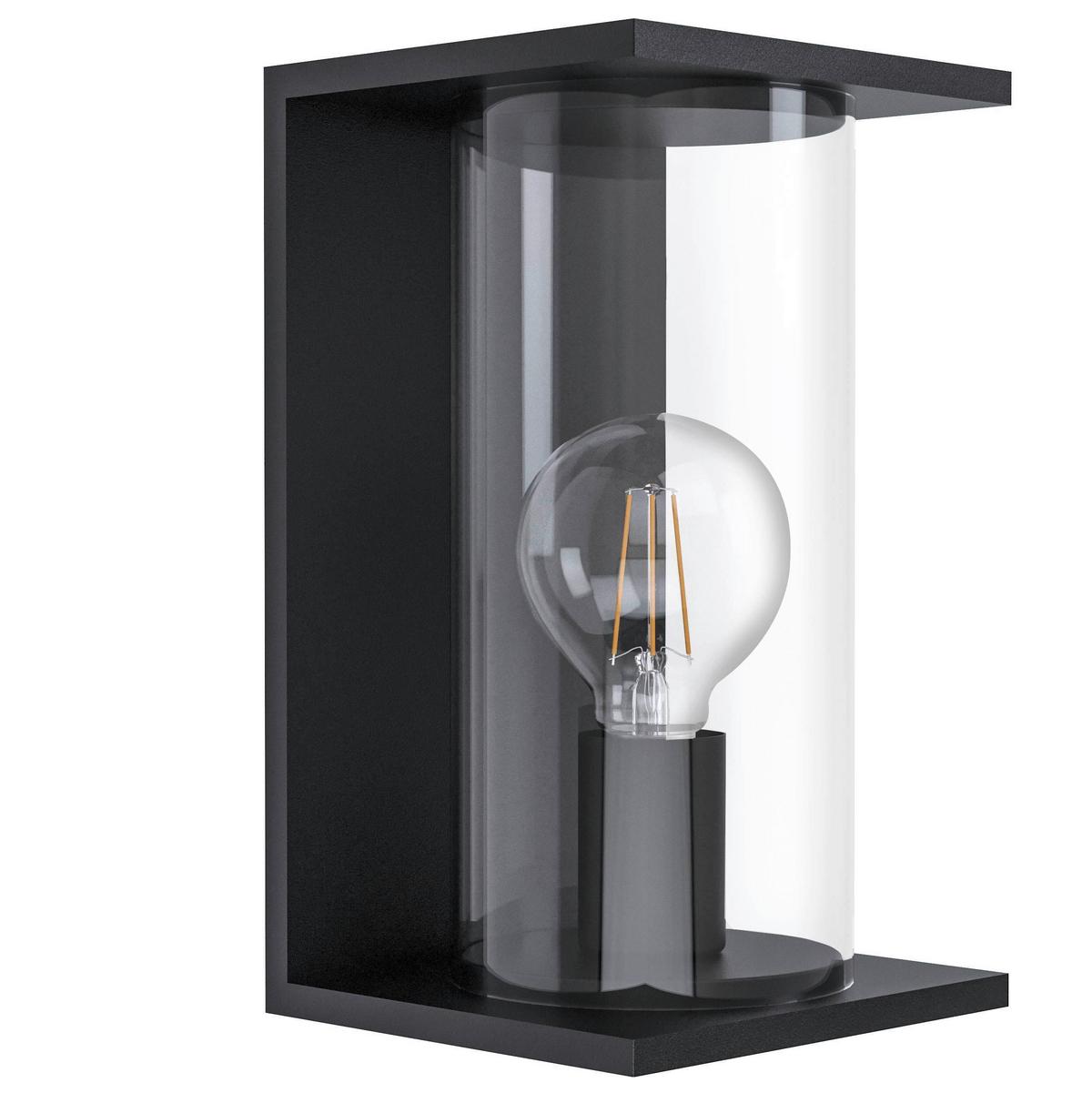 Außenwandleuchte Cascinetta 40 Watt Metall Glas, Wandmontage - Klar/Schwarz, KONVENTIONELL, Glas/Metall (16,5/17/28cm) - Eglo