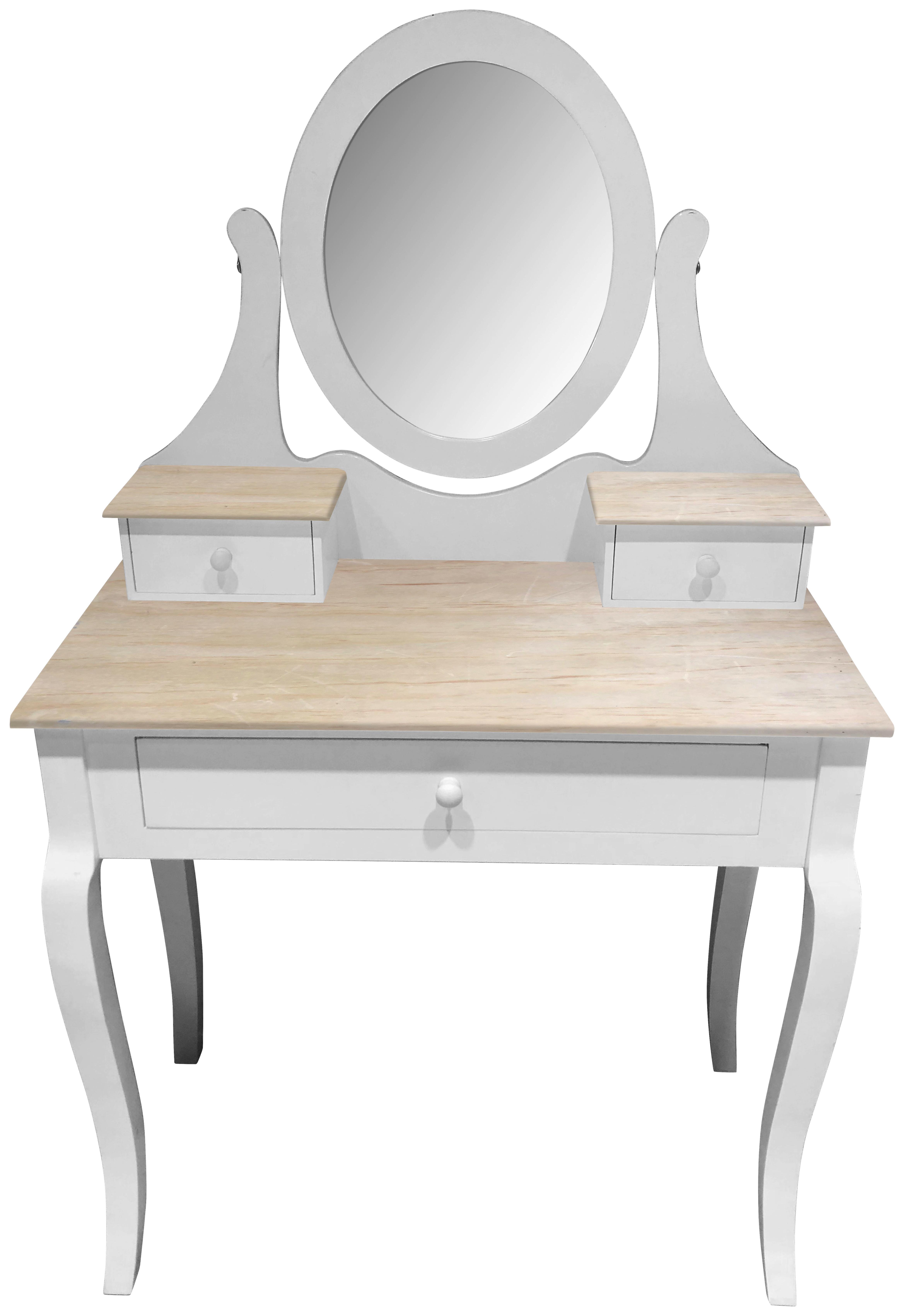 Schminktisch Dorry B: 80 cm Weiß/kiefer - Naturfarben/Weiß, MODERN, Glas/Holzwerkstoff (80/132/40cm) - James Wood