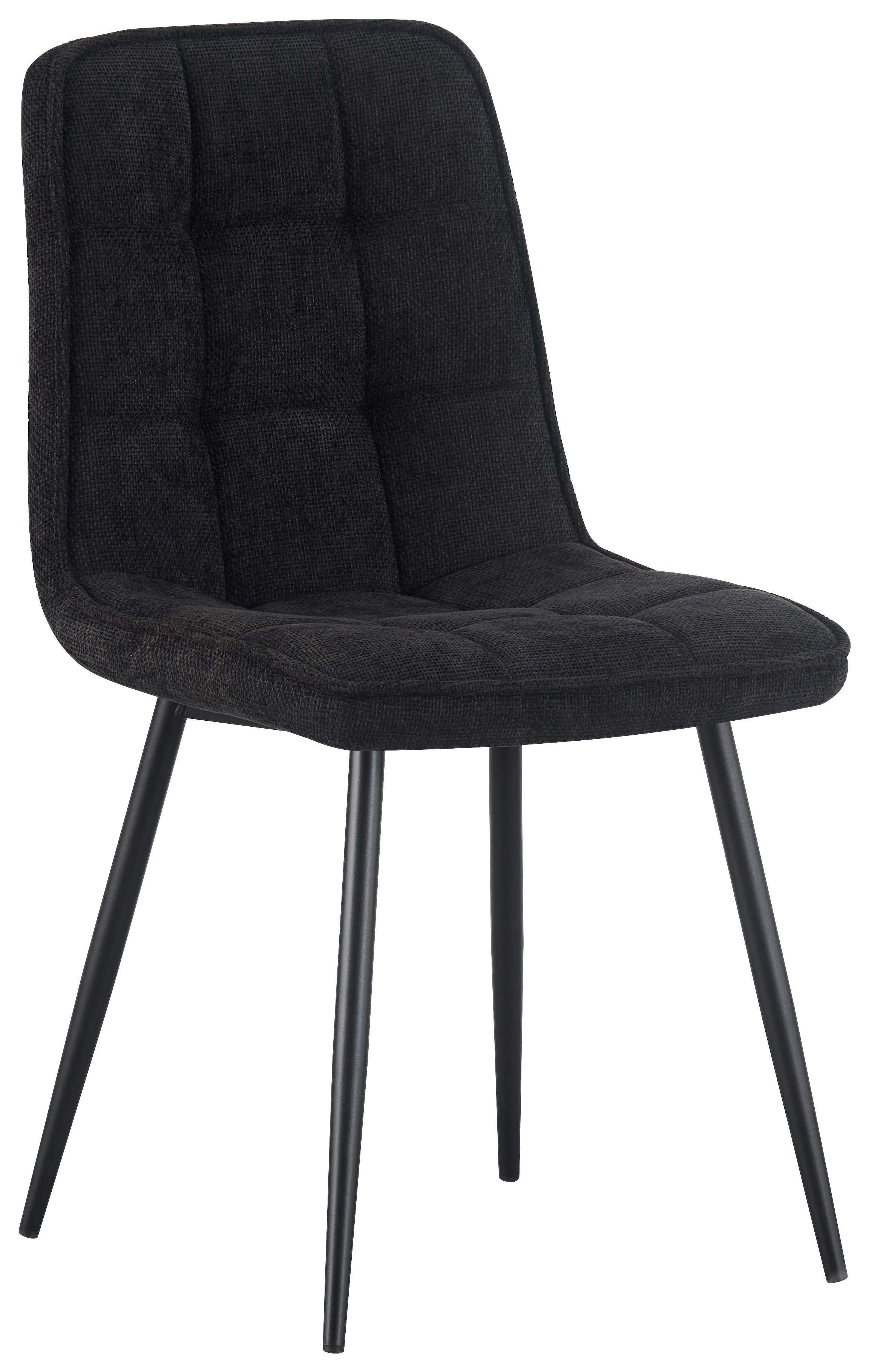 Vierfußstuhl Nevio Leinenoptik Schwarz, B: 45 cm - Schwarz, KONVENTIONELL, Holz/Textil (45/89/58cm) - MID.YOU