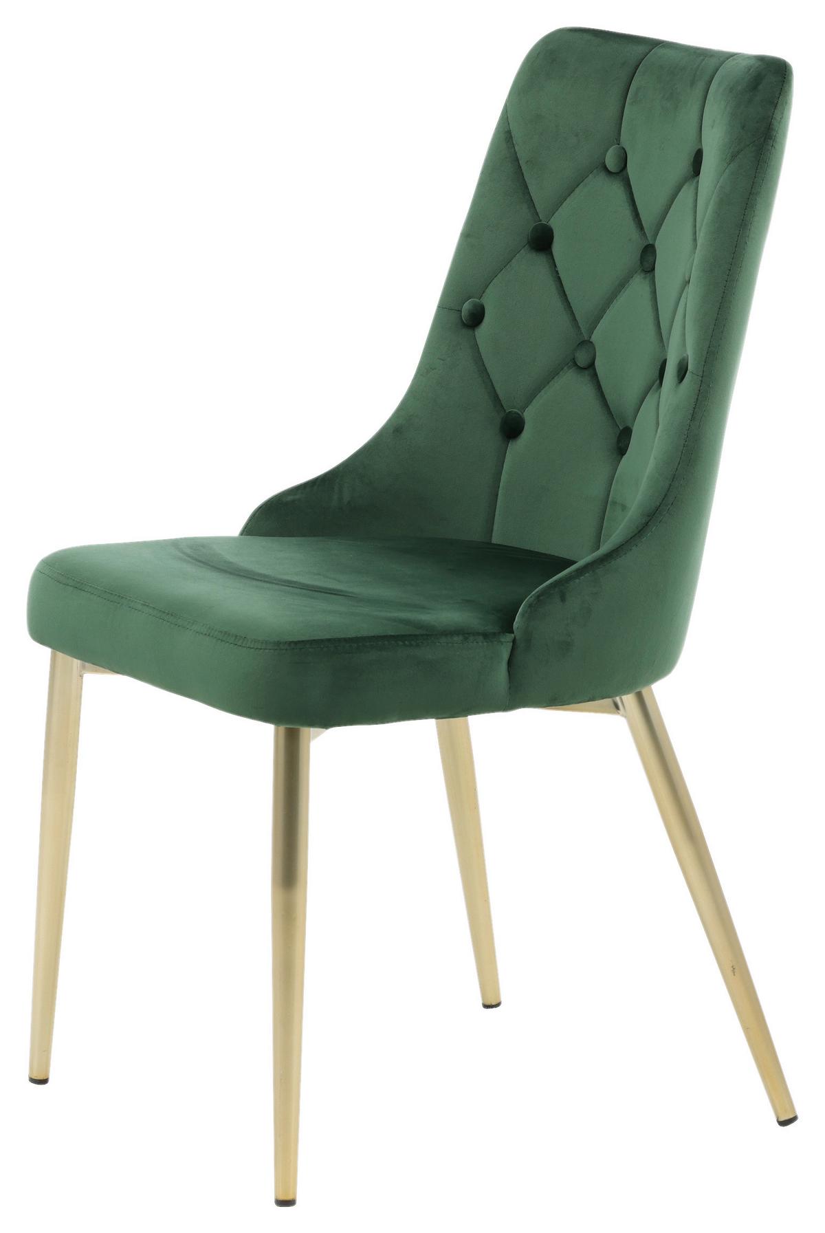 Stuhl-Set Velvet Deluxe - Goldfarben/Grün, Design, Kunststoff/Textil (50/88.5/66cm) - Livetastic