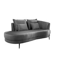 Ottomane Pistaccio Grau Velours, Rücken Echt B: 211 cm - Schwarz/Grau, MODERN, Textil (211/85/102cm) - Livetastic