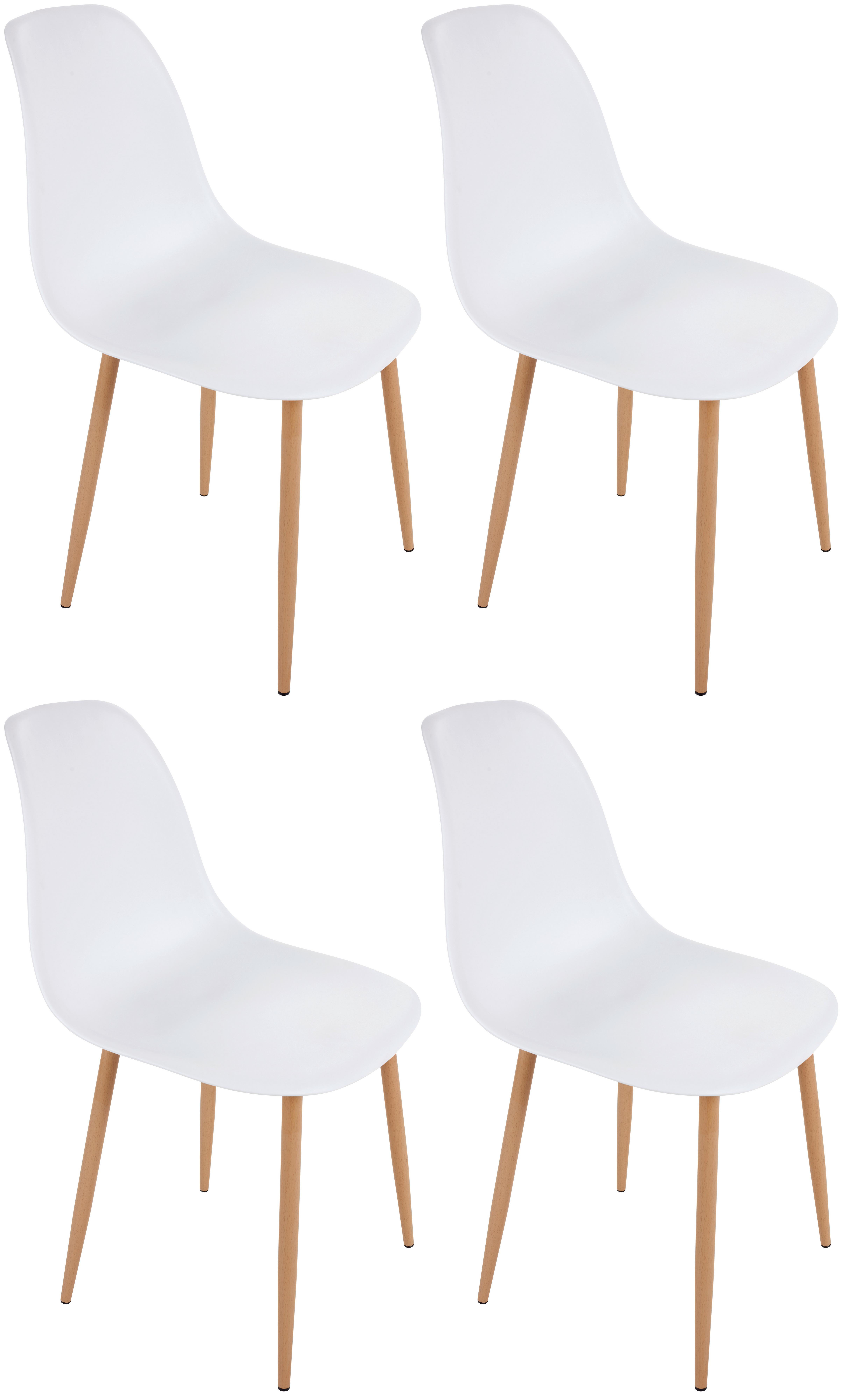 Esszimmerstuhl Rivan Weiß Dekor 4er-Set - Buchefarben/Weiß, MODERN, Kunststoff/Metall (44/83/53cm) - Ondega