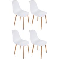Esszimmerstuhl Rivan Weiß Dekor 4er-Set - Buchefarben/Weiß, MODERN, Kunststoff/Metall (44/83/53cm) - Ondega