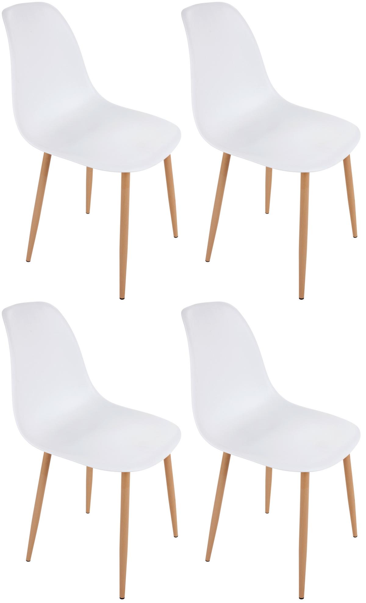 Esszimmerstuhl Rivan Weiß Dekor 4er-Set - Buchefarben/Weiß, MODERN, Kunststoff/Metall (44/83/53cm) - Ondega