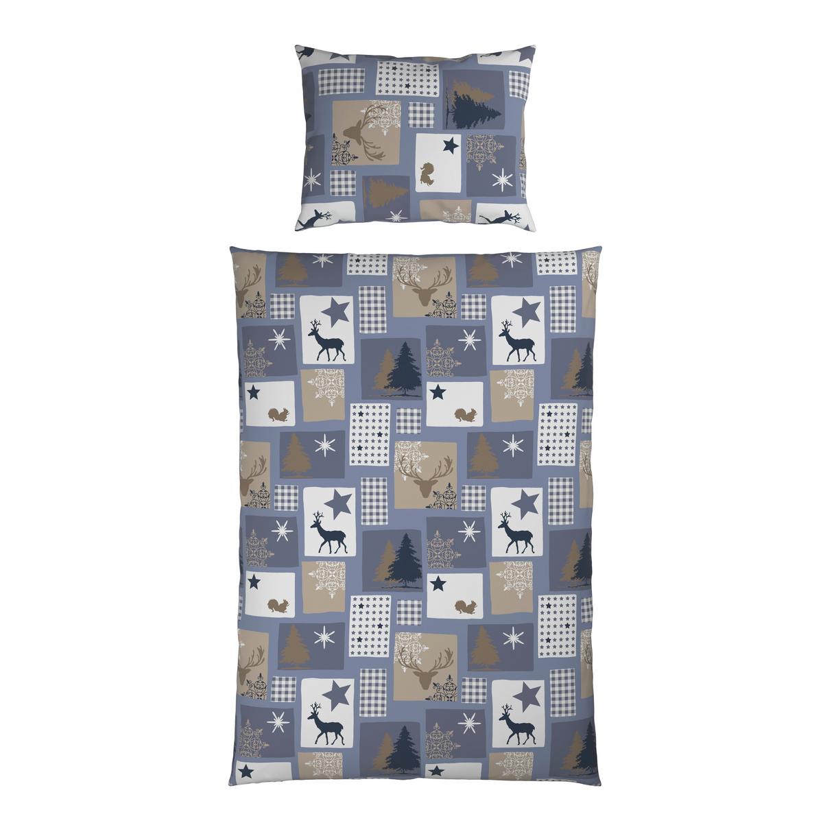 Bettwäsche Deer - Blau/Braun, MODERN, Textil - Luca Bessoni
