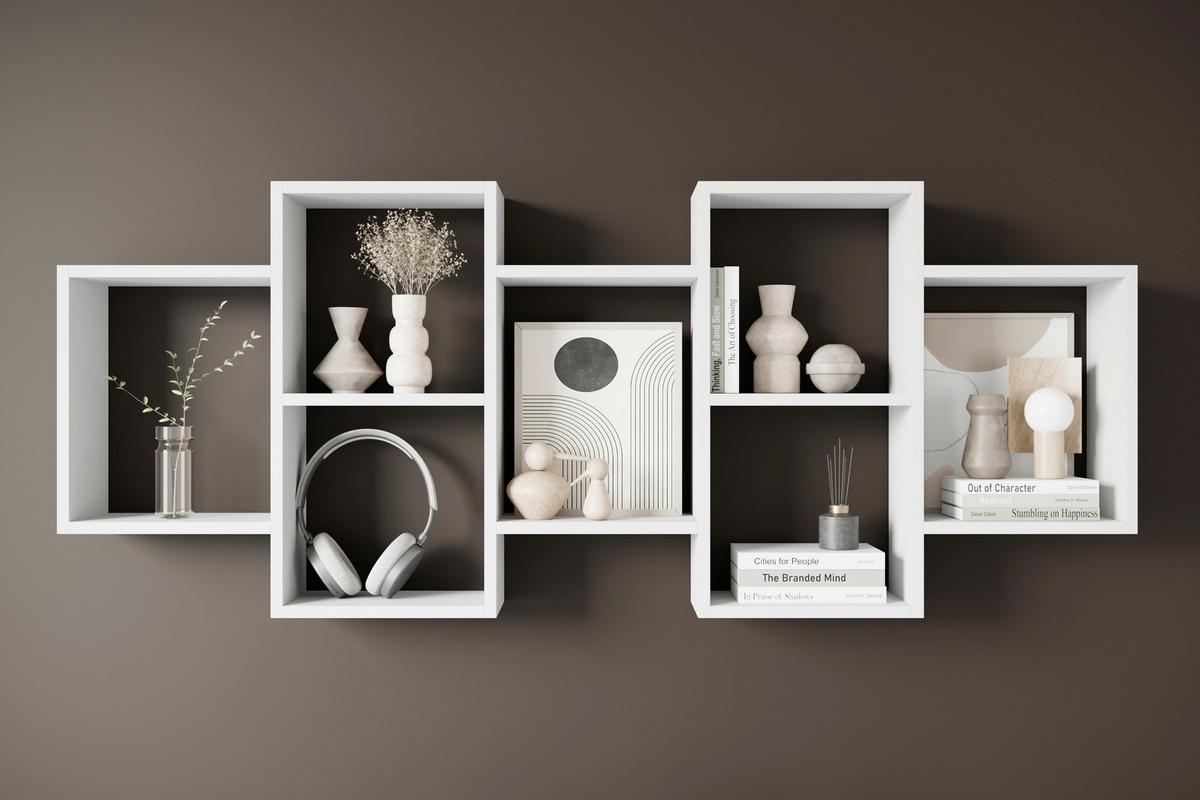 Wandregal Trio Weiß B: 160,8cm - Weiß, Basics, Holzwerkstoff (160,8/65/18cm)