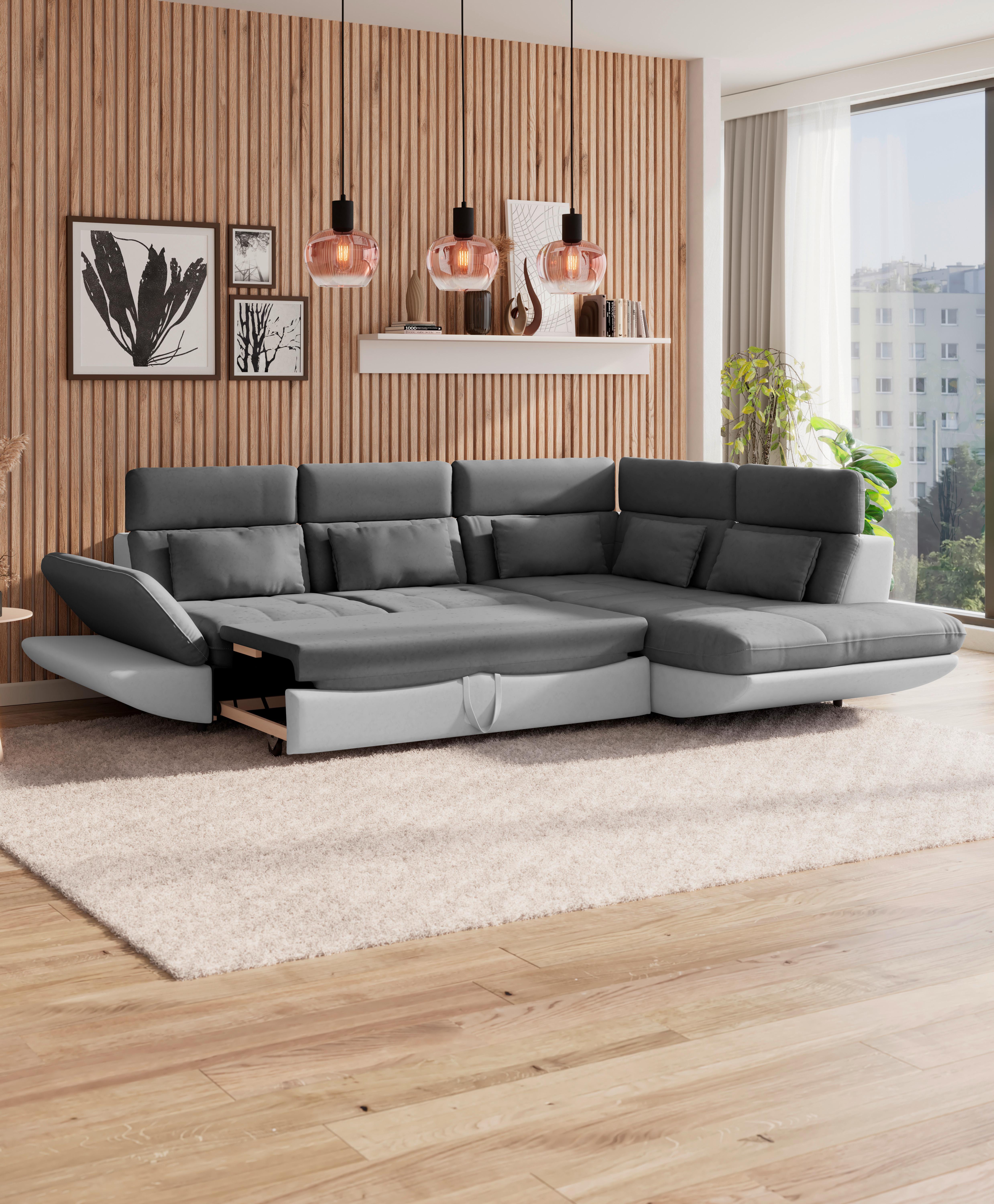 SEDACÍ SOUPRAVA PARK - černá/světle šedá, Moderní, textil/plast (233/311cm) - Luca Bessoni