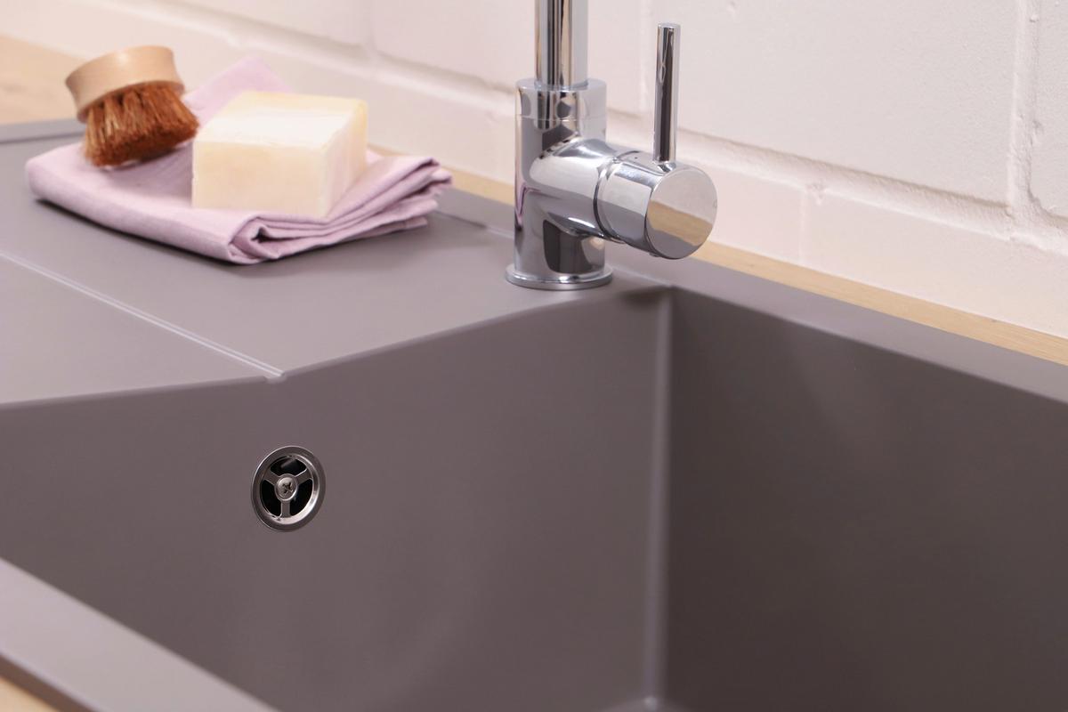 Spüle Cleveland Grau 100x21,4 cm - Grau, Basics, Glas/Kunststoff (100/21,4/50cm) - Respekta