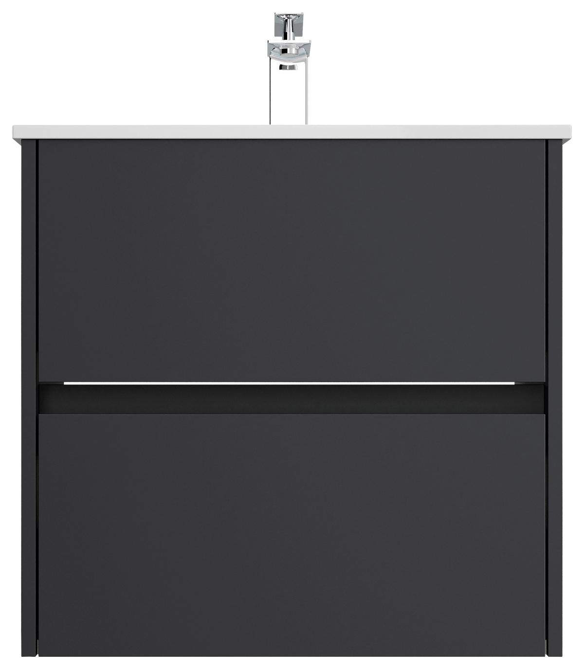 Waschtischkombi Limes Graphitfarben B: 61,5 Cm - Graphitfarben/Weiß, MODERN, Keramik/Holzwerkstoff (61,5/58,5/46,5cm) - MID.YOU