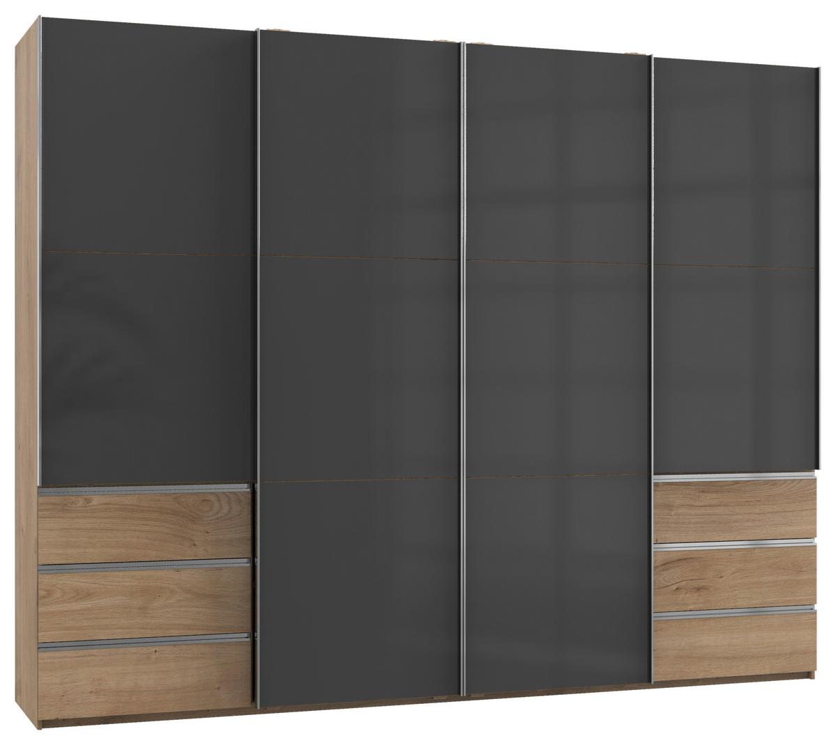 Schwebetürenschrank B: 300 Cm Level 36c Grau/eiche Dekor - Eichefarben/Grau, MODERN, Holzwerkstoff (300/236/65cm) - MID.YOU