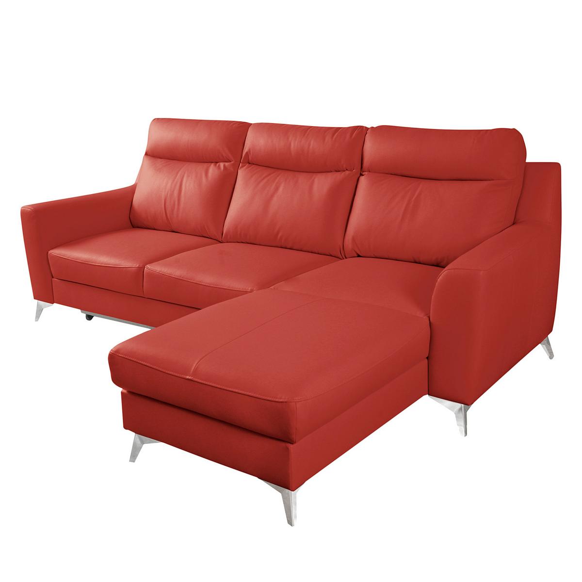Ecksofa Gio Rot S: 168x236 Cm - Chromfarben/Rot, Design, Leder/Textil (168/236cm) - Livetastic