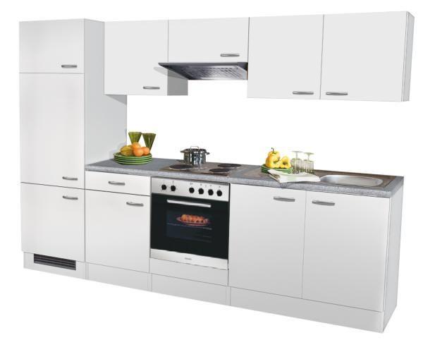 Küchenzeile Wito G mit Geräten B: 270 cm Weiß/Hellgrau - Hellgrau/Weiß, KONVENTIONELL, Holzwerkstoff (270cm) - FlexWell