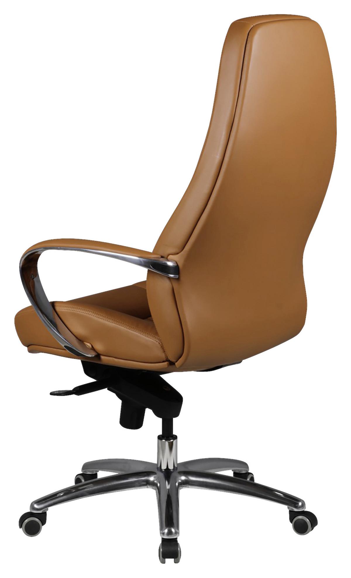 Kancelárske kreslo Austin z pravej kože - svetlohnedá/hliníková, Modern, kov/koža (68/130/68cm) - MID.YOU