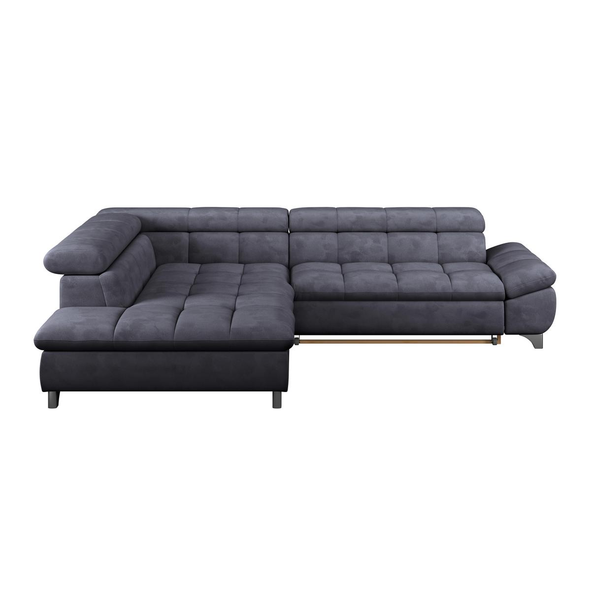 Eckbank Gemini Dunkelgrau, B: 234cm - Chromfarben/Dunkelblau, KONVENTIONELL, Textil (234/312cm)
