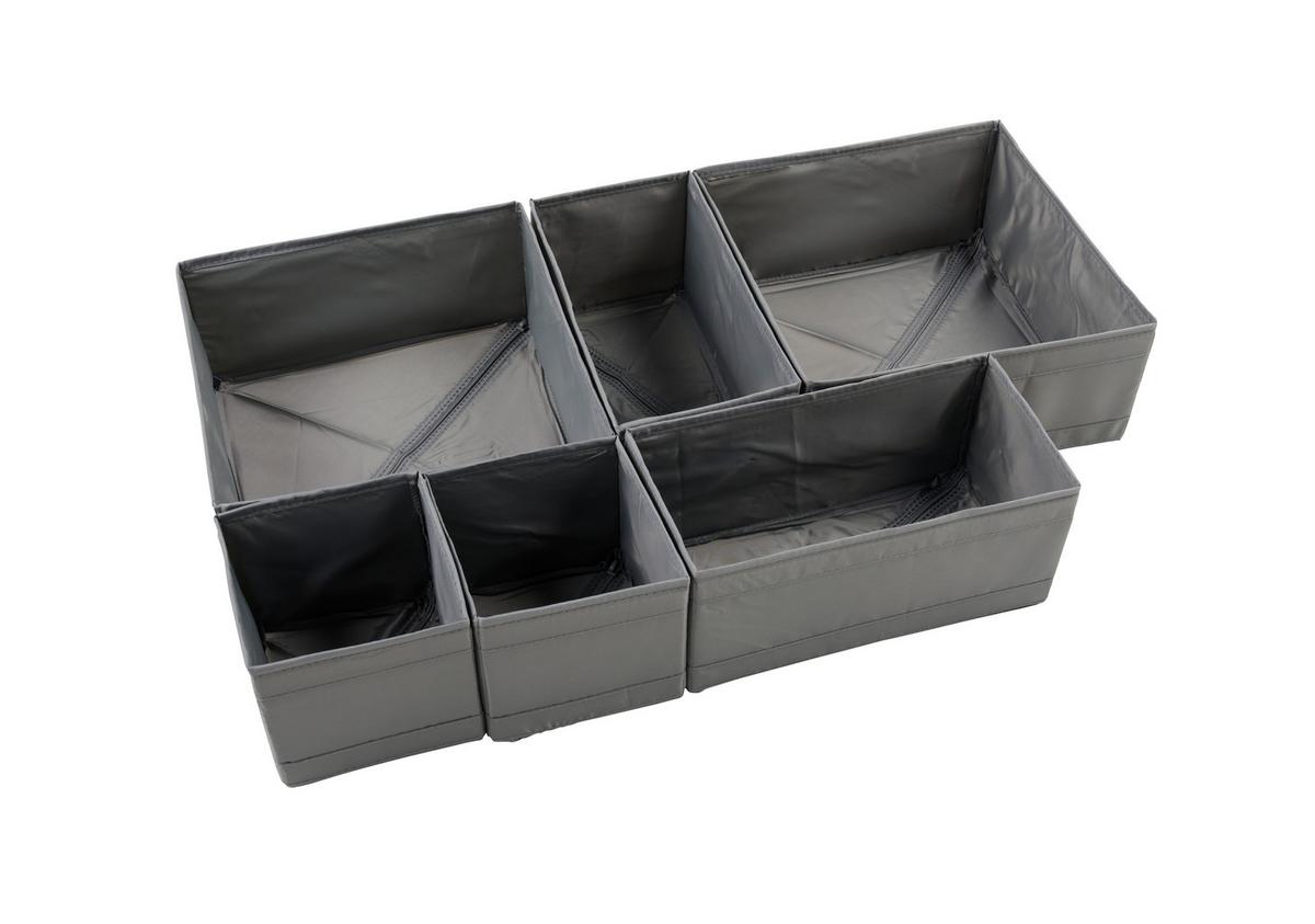 Sada úložných boxov INSIDE -EXT- - sivá, Konventionell, textil/plast - Mömax