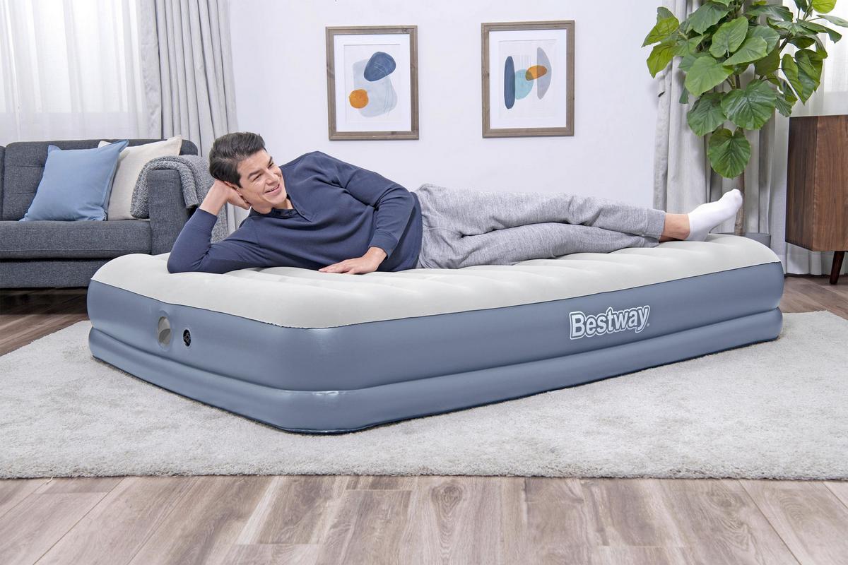 Felfújható Ágy Hubert Kb. 203/152cm - világosszürke/sötétkék, Konventionell, műanyag/fém (203/152/36cm) - Bestway