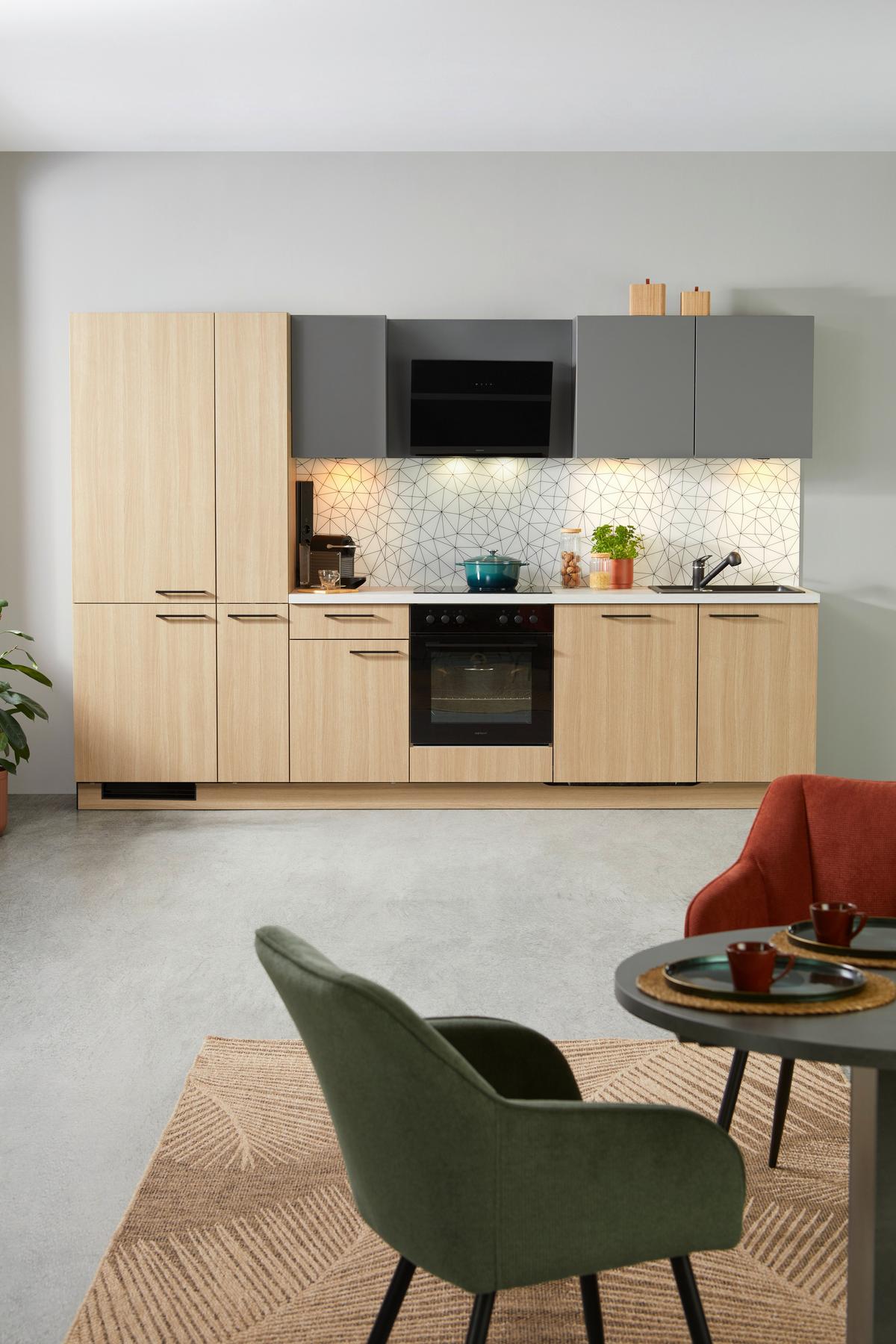 Küchenblock Plan/win - Eichefarben/Anthrazit, MODERN, Holzwerkstoff (310cm) - Express-Kuechen