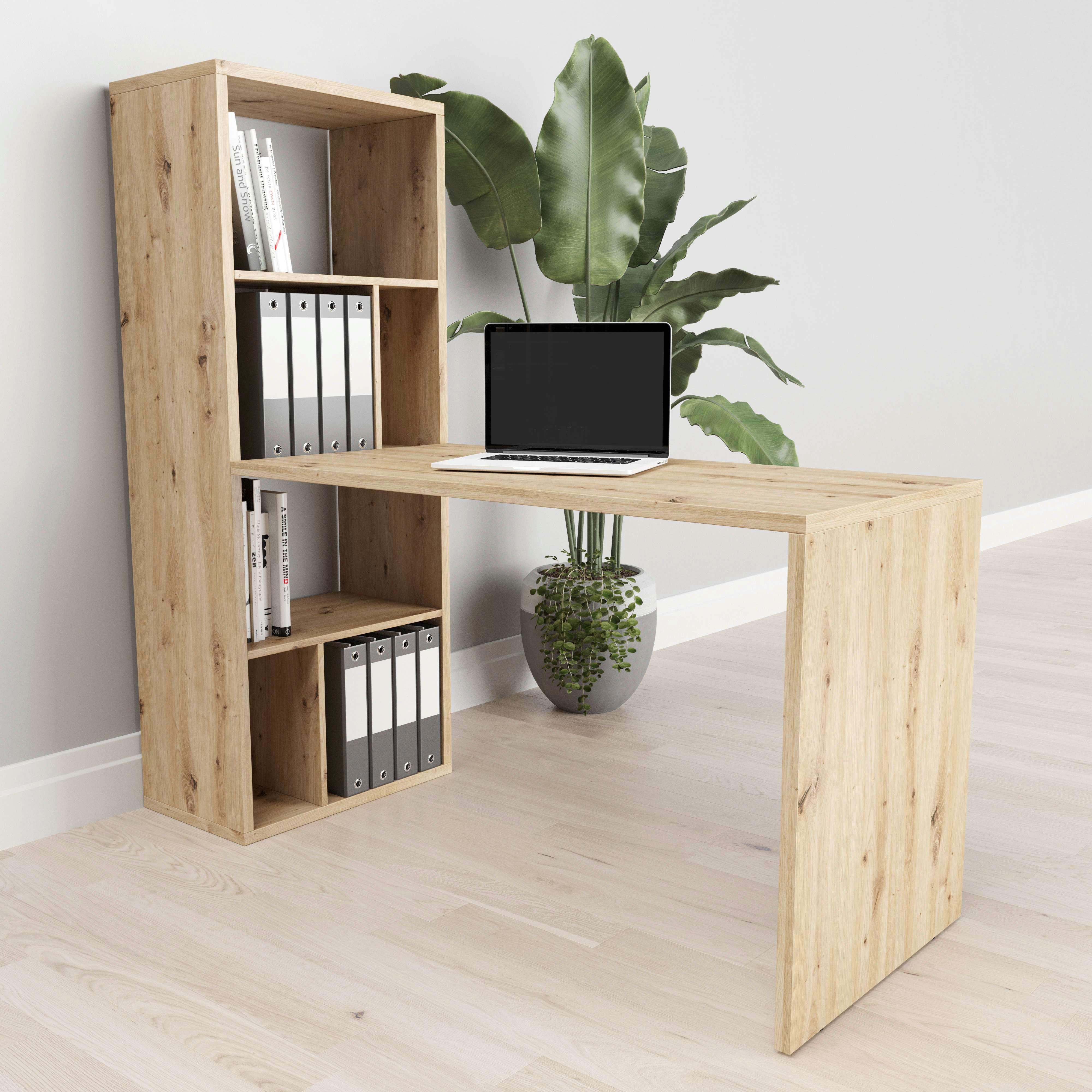 Schreibtisch Fortuna - Eichefarben, Basics, Holzwerkstoff (120/58/75cm) - MID.YOU
