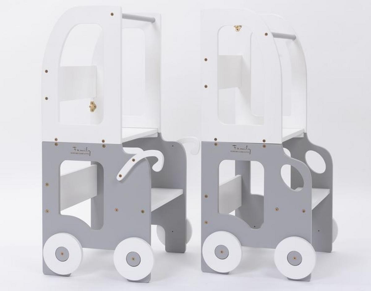 Hochstuhl Trolley Aus Holz Grau/weiß - Weiß/Grau, Basics, Holz (38/90/40cm)