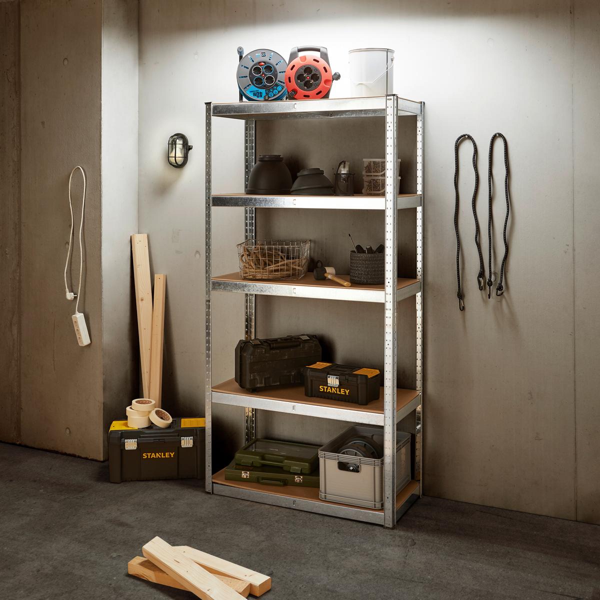 Schwerlastregal Luca - Silberfarben, Trend, Holzwerkstoff/Metall (90/40/180cm) - Homezone