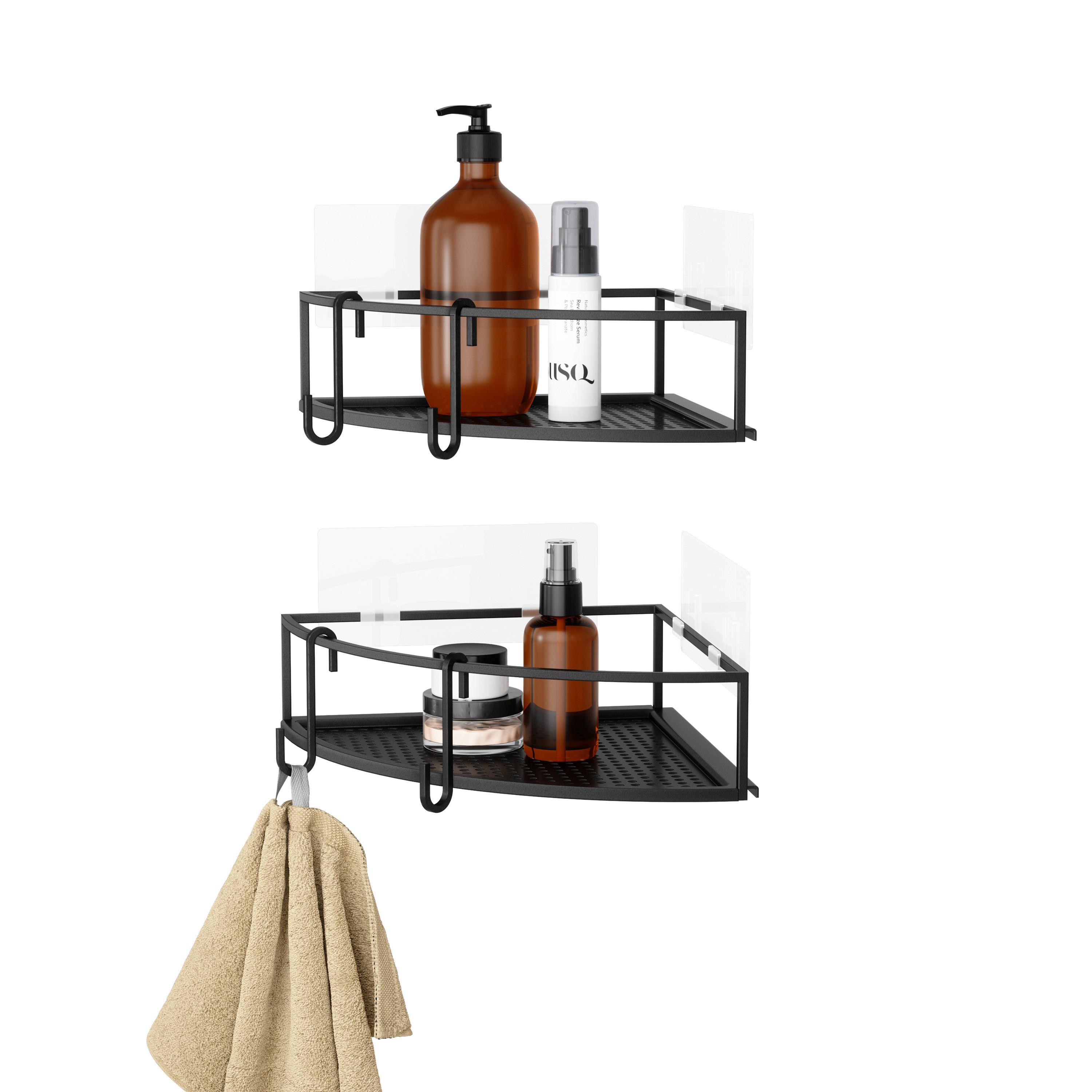 Regál do sprchovacieho kúta čierny, 2 Set - čierna, Modern, kov (23/23/6,5cm) - Mömax