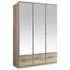 Drehtürenschrank Mit Spiegel 135cm Imago, Sägerau Dekor - Eichefarben, KONVENTIONELL, Glas/Holzwerkstoff (135/199/58cm) - MID.YOU