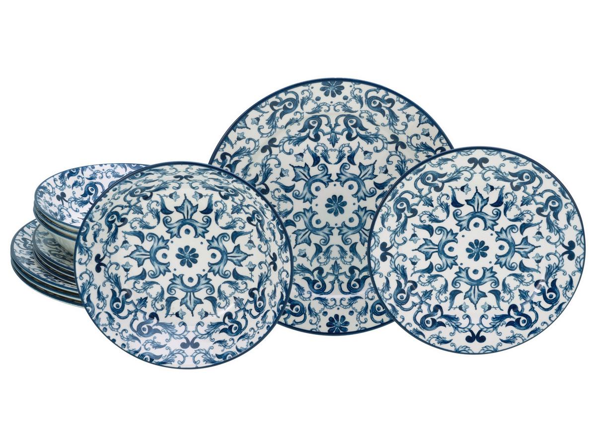 Tafelservice Fresco Blau Blau, Weiß L: 30 Cm - Blau/Weiß, Basics, Keramik (30/30/25cm) - Creatable
