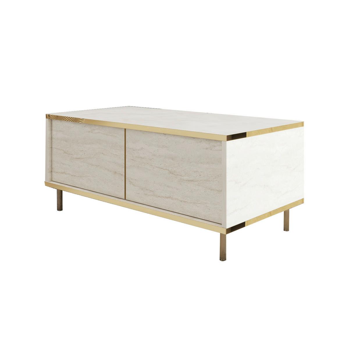 Couchtisch Imaj Goldfarben/beige B: 90 Cm - Beige/Goldfarben, Design, Holzwerkstoff/Metall (90/45/40cm) - Livetastic