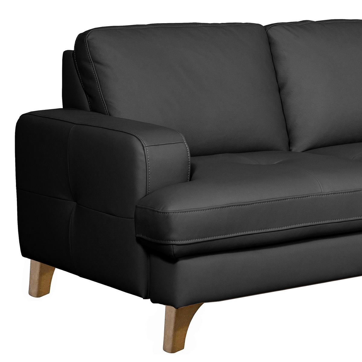 Ecksofa Fargo Schwarz B: 234x190 Cm - Buchefarben/Schwarz, Design, Leder/Textil (234/190cm) - Livetastic