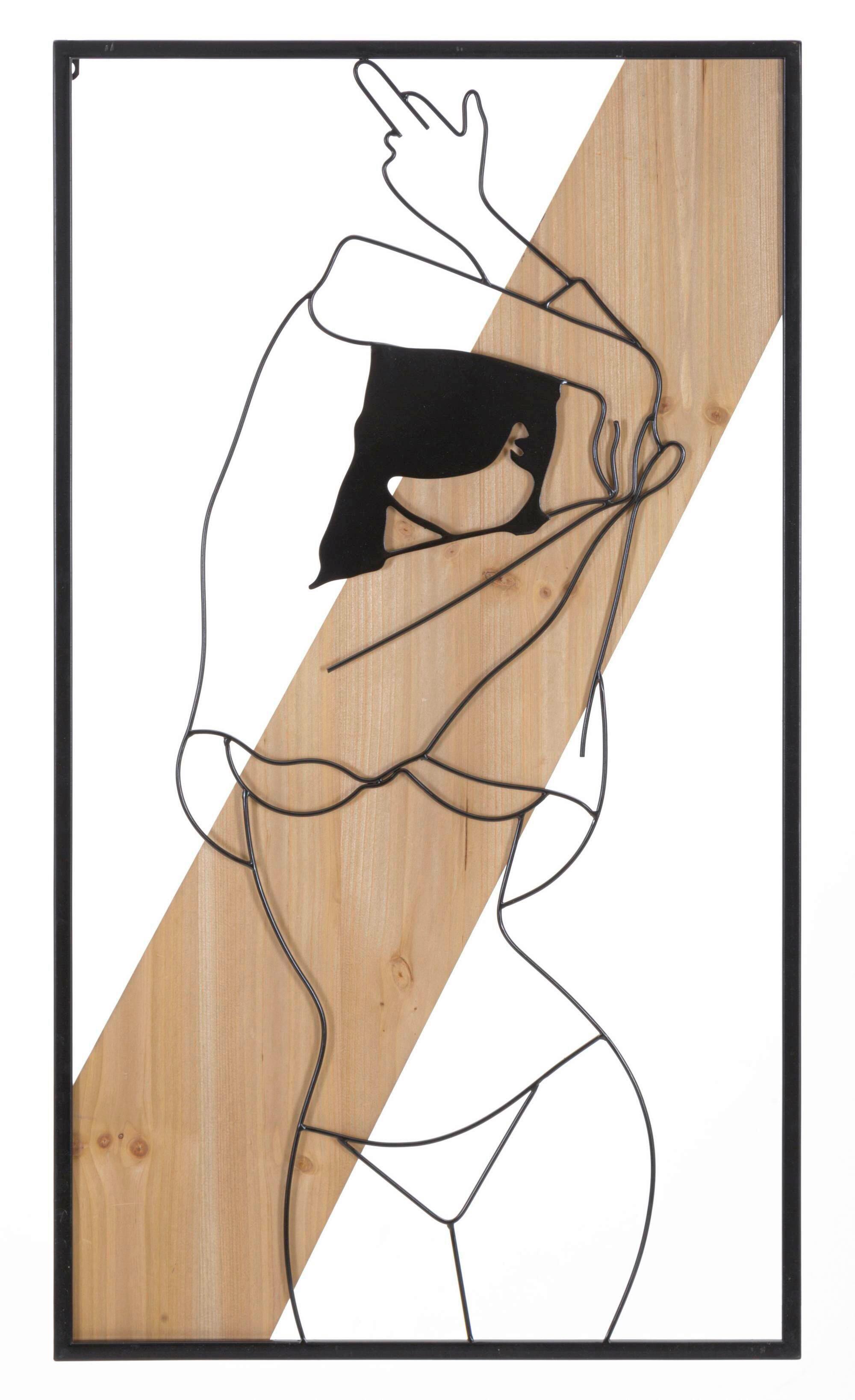 Wanddeko Strip A Iron An Naturfarben, Schwarz B: 50 cm - Schwarz/Naturfarben, Basics, Holzwerkstoff/Metall (50/90/2cm)