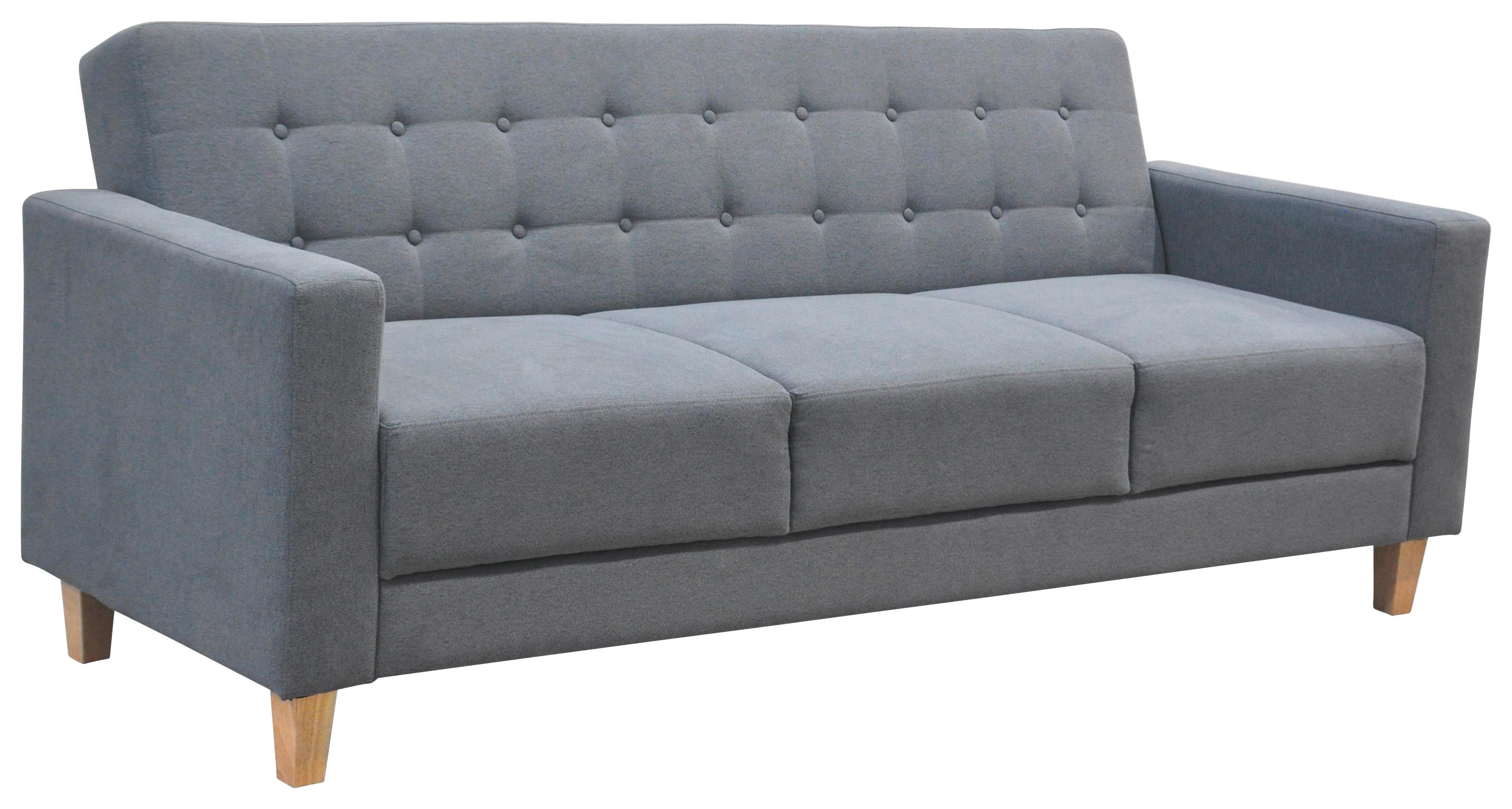 3-Sitzer-Sofa Mit Schlaffunktion Levi Grau - Naturfarben/Grau, MODERN, Holz/Textil (208/85/88cm) - Ondega