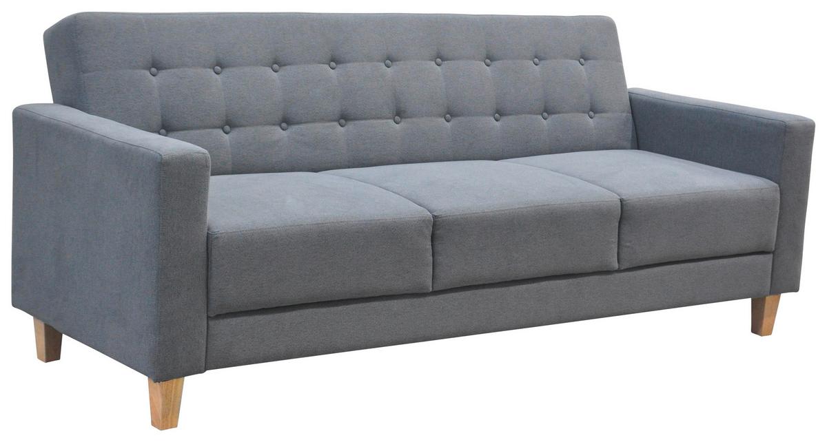 3-sitzer-sofa Mit Schlaffunktion Levi Grau - Naturfarben/Grau, MODERN, Holz/Textil (208/85/88cm) - Ondega