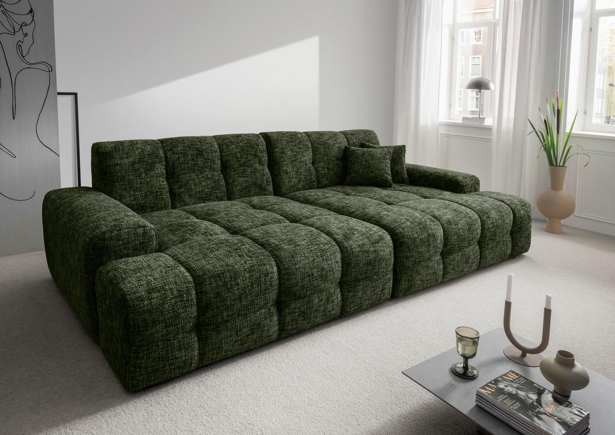Bigsofa Bosco, Dunkelgrün B: 304 cm - Waldgrün/Schwarz, MODERN, Textil (304/87/155cm) - Livetastic