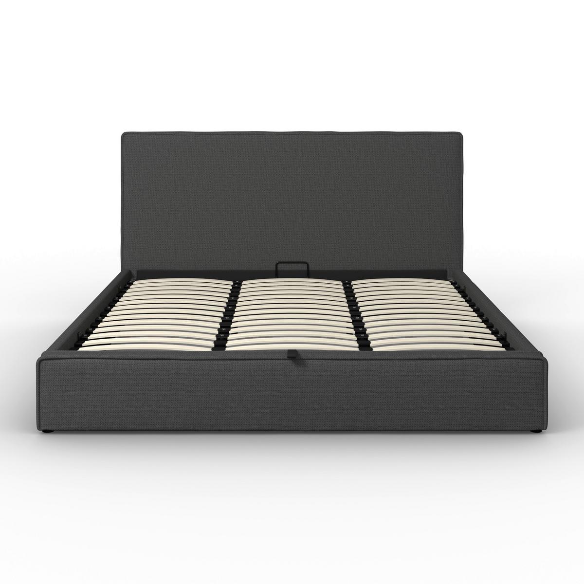 Čalouněná postel GINA 180x200 cm, tmavě šedá - černá/tmavě šedá, Moderní, kov/dřevo (180/200cm) - Bessagi Home