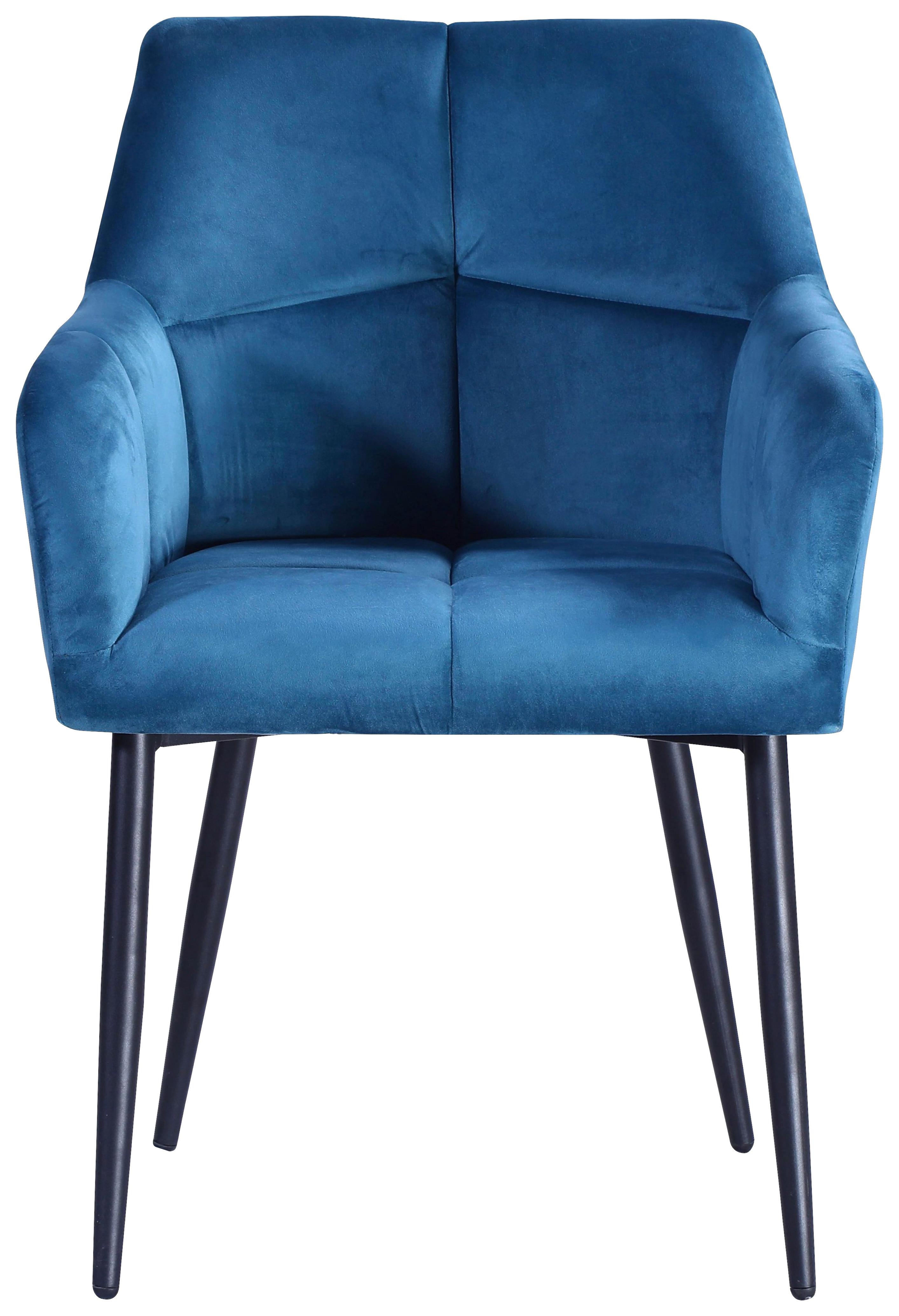 Čtyřnohá Židle Clair - modrá/černá, Moderní, kov/textil (60/86/62cm)
