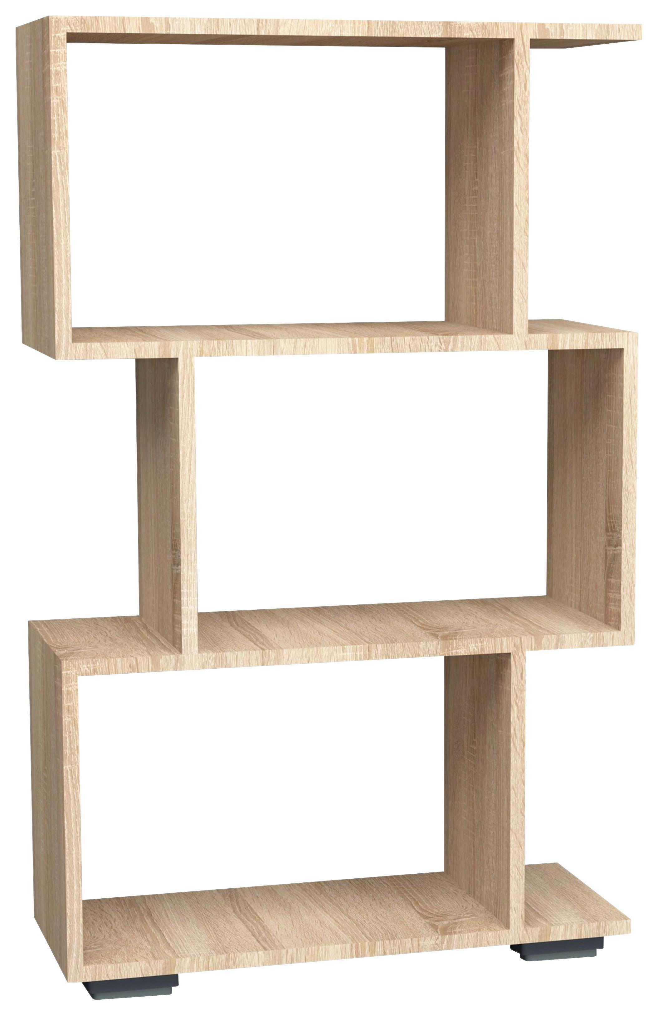 Regal Palusa Sonoma Eiche Dekor - Silberfarben/Sonoma Eiche, Design, Holzwerkstoff (60/97/24cm) - MID.YOU