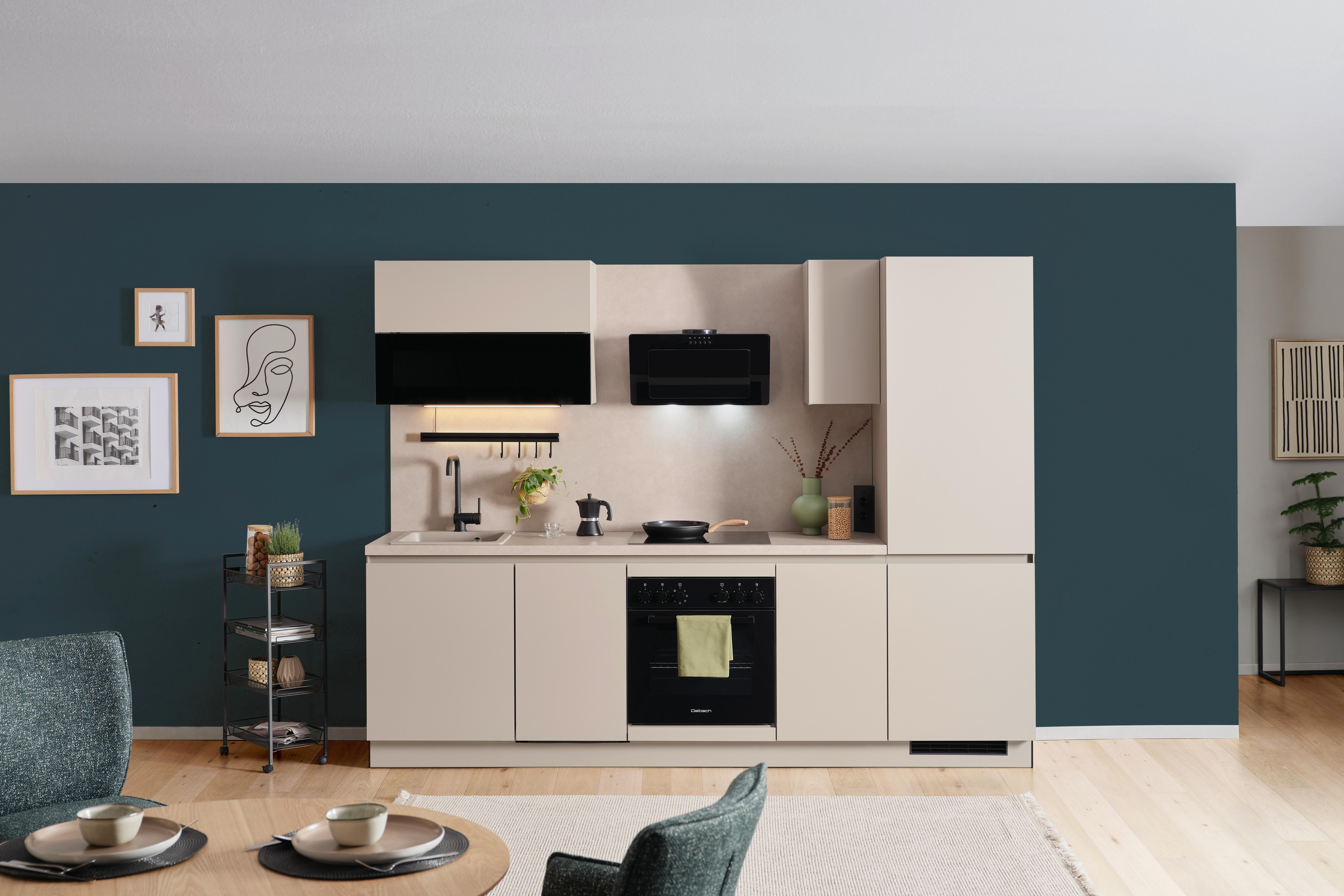 Küchenblock Win - Creme, MODERN, Holzwerkstoff (270cm) - Express-Kuechen