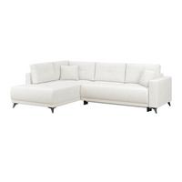 Ecksofa mit Schlaffunktion & Bettkasten Texas Creme - Creme/Schwarz, KONVENTIONELL, Holz (203/259cm)