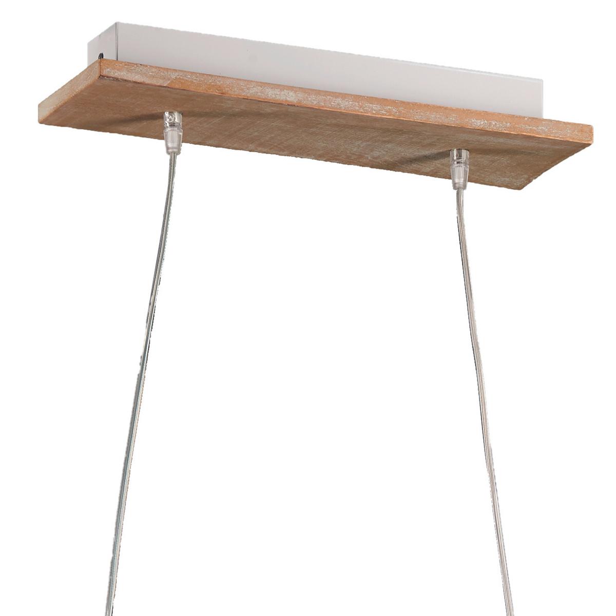 Hängeleuchte 4849/S - Beige/Weiß, Natur, Holz/Textil (90/25/110cm)