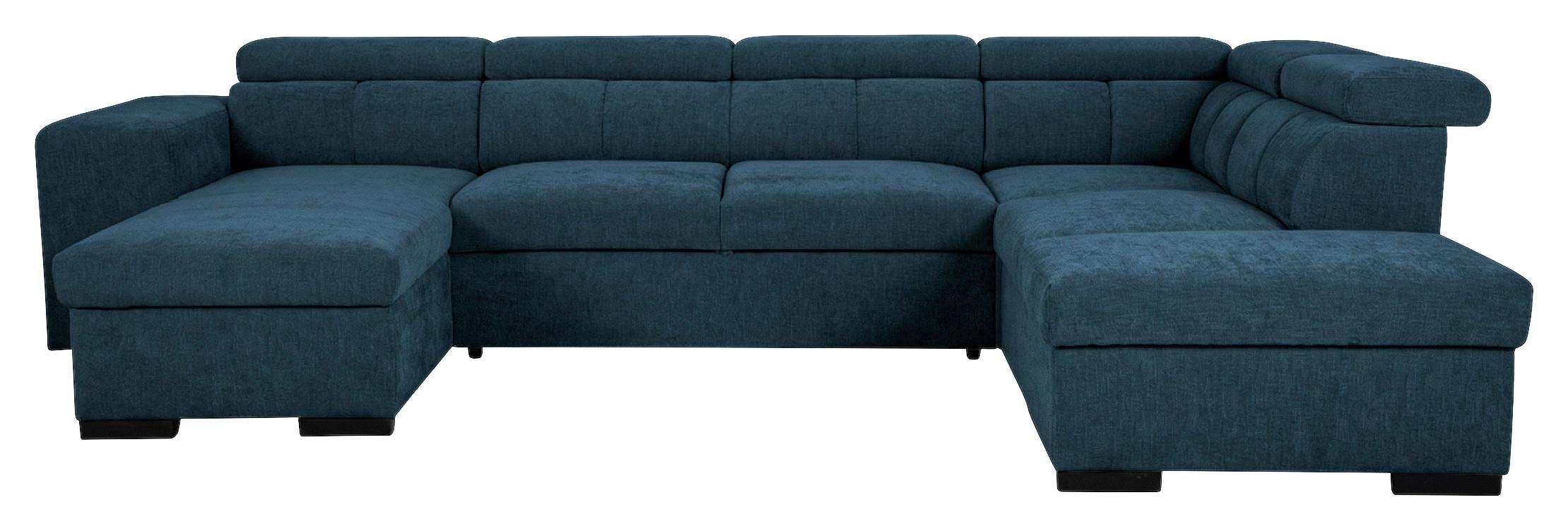 Wohnlandschaft Sirus XL blau, 219x334cm - Blau/Eichefarben, KONVENTIONELL, Holz/Holzwerkstoff (219/334/77cm)