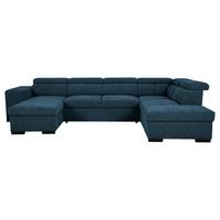 Wohnlandschaft Sirus XL blau, 219x334cm - Blau/Eichefarben, KONVENTIONELL, Holz/Holzwerkstoff (219/334/77cm)