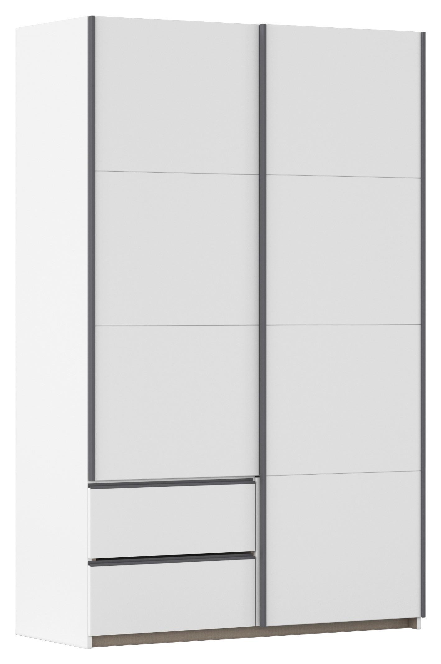 Schwebetürenschrank Stoke Weiß/ Grau B: 131 cm - Weiß, MODERN, Holzwerkstoff (131/210/59cm) - Rauch Möbel