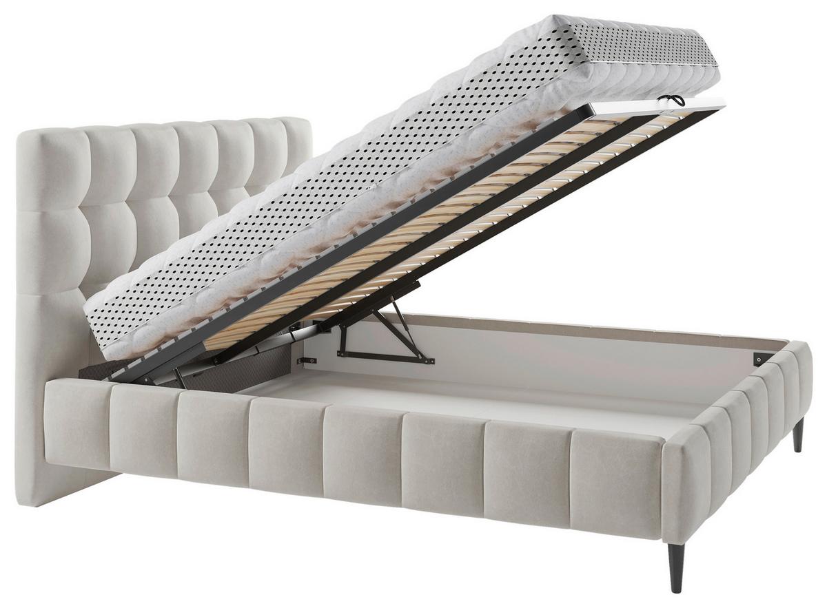 Polsterbett mit Lattenrost 160x200 cm Magic Beige - Beige/Schwarz, MODERN, Holzwerkstoff/Textil (160/200cm) - MID.YOU
