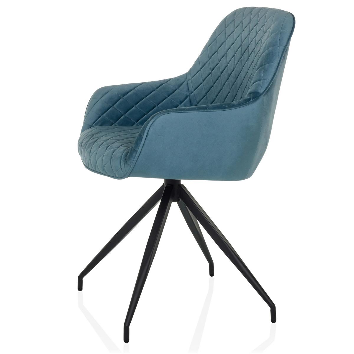 Armlehnstuhl Elverum Blaugrau B: 58 Cm - Blaugrau/Schwarz, MODERN, Textil/Metall (58/87/57cm) - MID.YOU