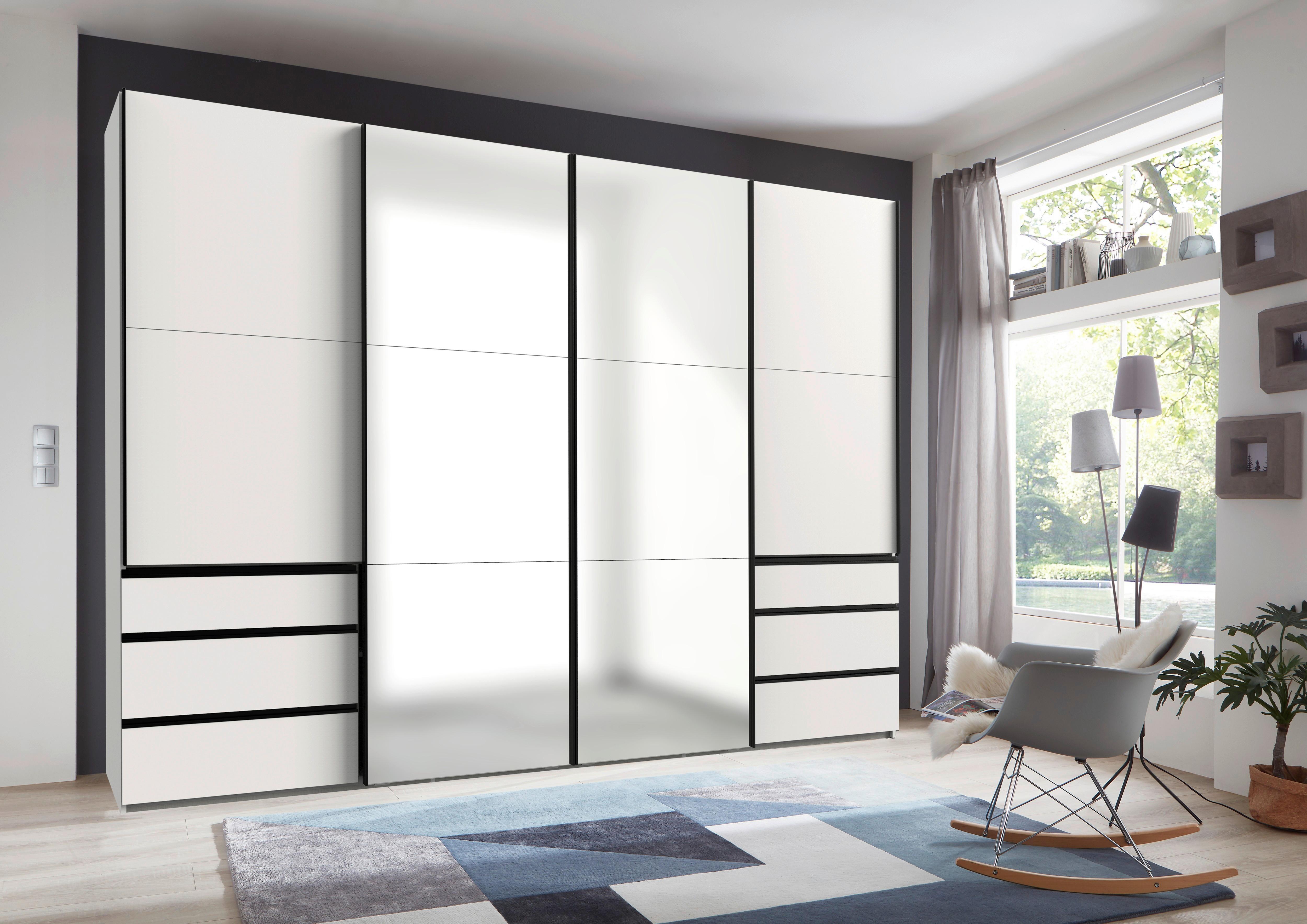 Schwebetürenschrank Level 36 A Weiß Dekor/Spiegel, B: 300cm - Weiß, MODERN, Glas/Holzwerkstoff (300/216/65cm) - MID.YOU