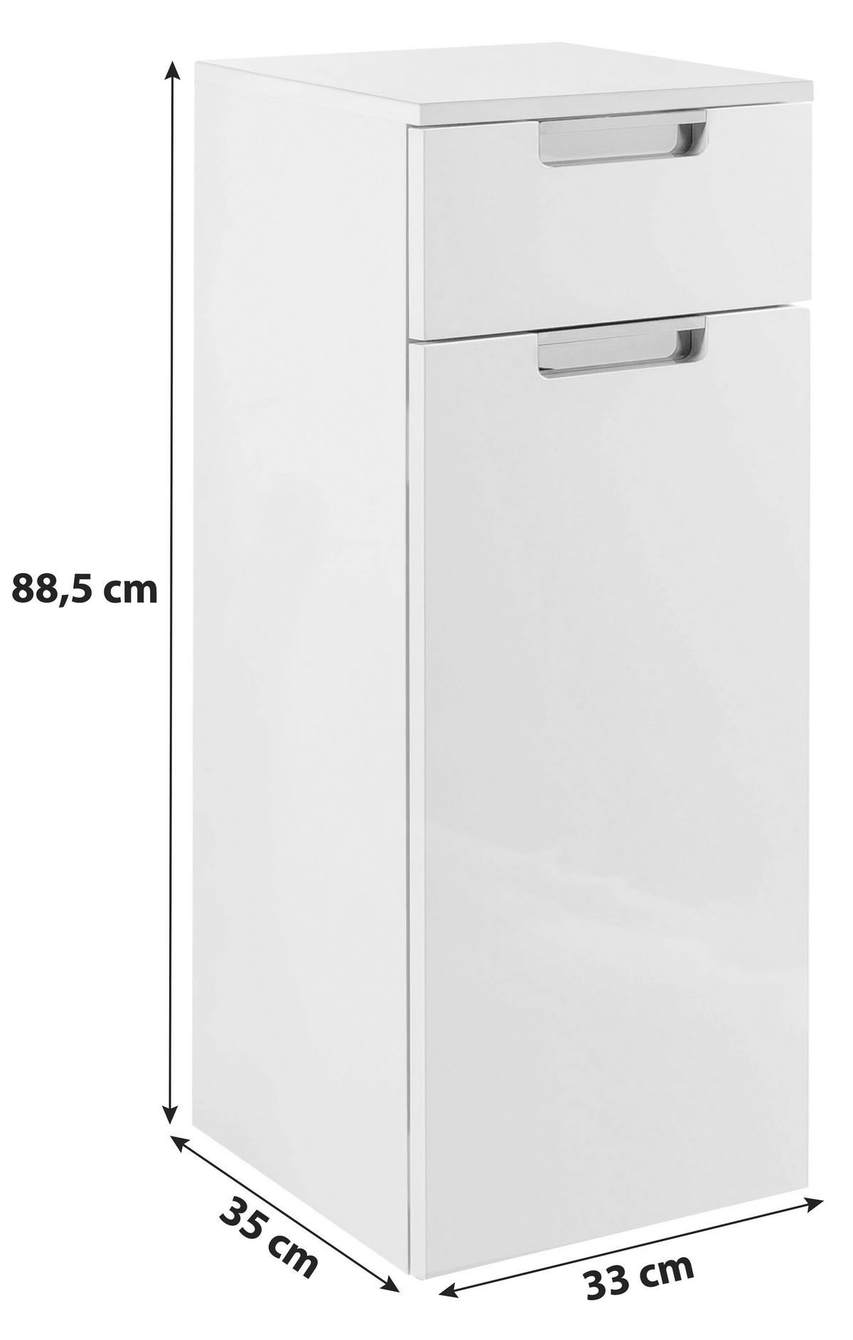 Unterschrank mit 1 Lade Mars B: 33 cm Weiß - Weiß, MODERN, Holzwerkstoff (33,0/88,5cm) - MID.YOU