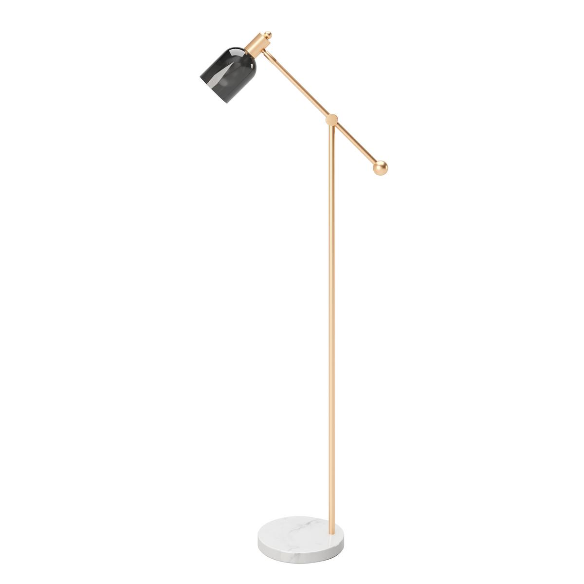 Stehleuchte Amber Schwarz / Gold - Goldfarben/Schwarz, Basics, Glas/Stein (30/148/97cm) - Playboy