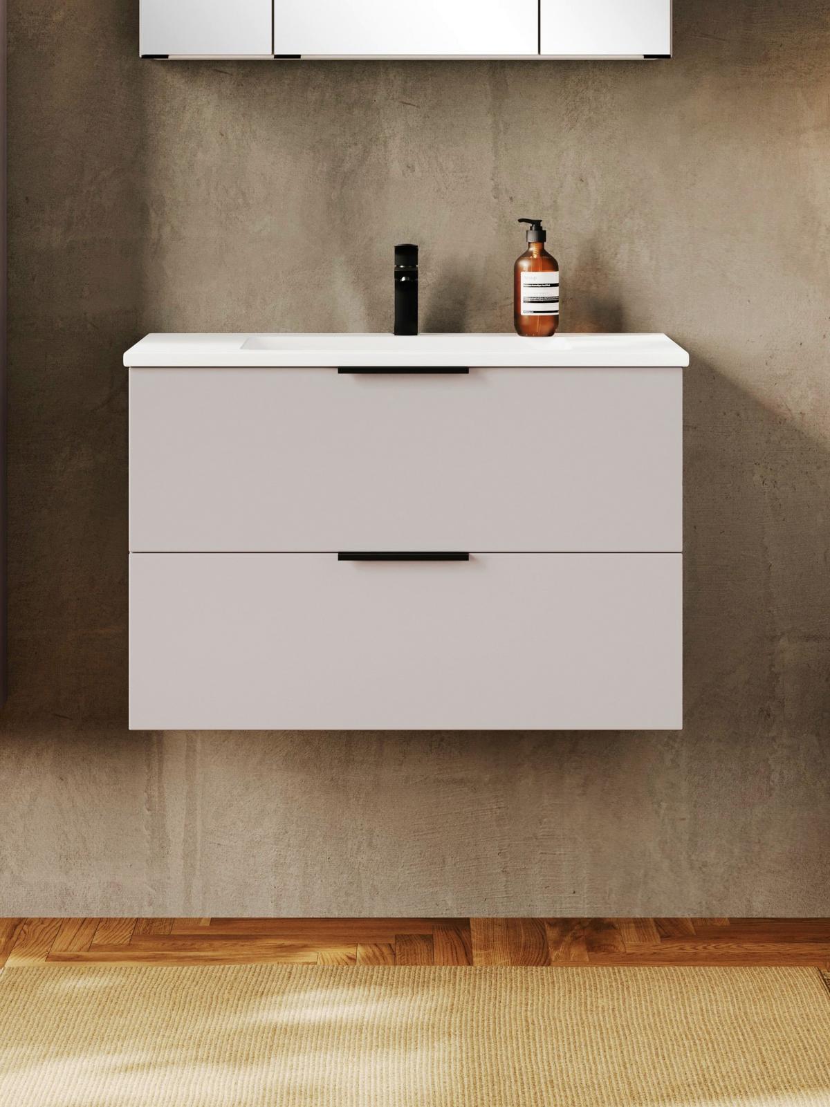 Waschtischkombi Sevilla Kaschmir, Weiß - Kaschmir/Weiß, MODERN, Keramik/Holzwerkstoff (80/54/47cm) - Held