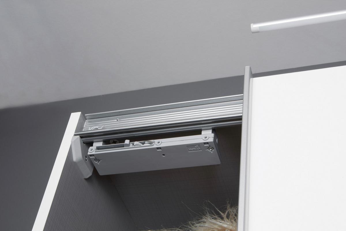 Ajtócsillapító Tolóajtós Szekrényhez - alumíniumszínű, műanyag (35/10/13cm)