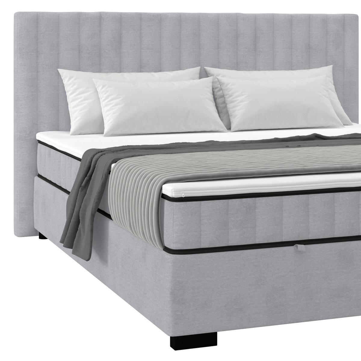 Boxbett Maya inkl. Bettkasten Grau 180x220 cm - Schwarz/Grau, MODERN, Holz/Holzwerkstoff (180/220cm)